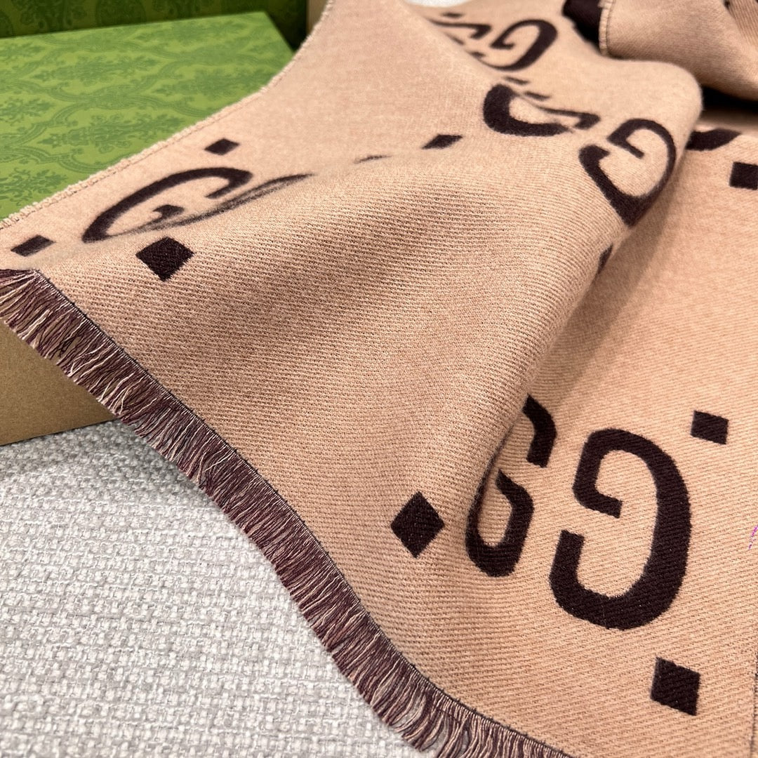 Khaki Dark Red Scarf - FashionHype.xyz