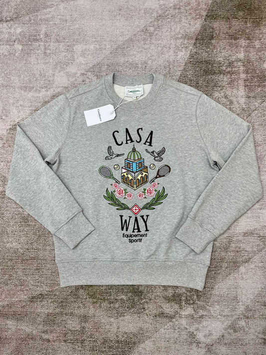 Sudadera gris y blanca