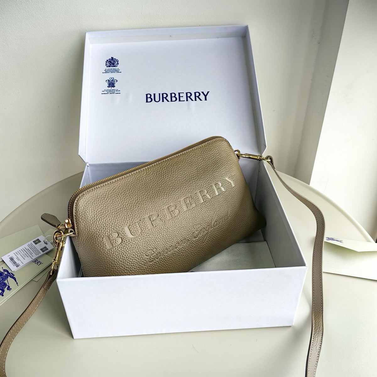 Khaki,Blue and Black Bag