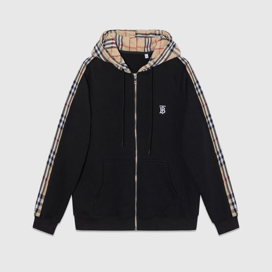 Schwarz-grauer Kapuzenpullover