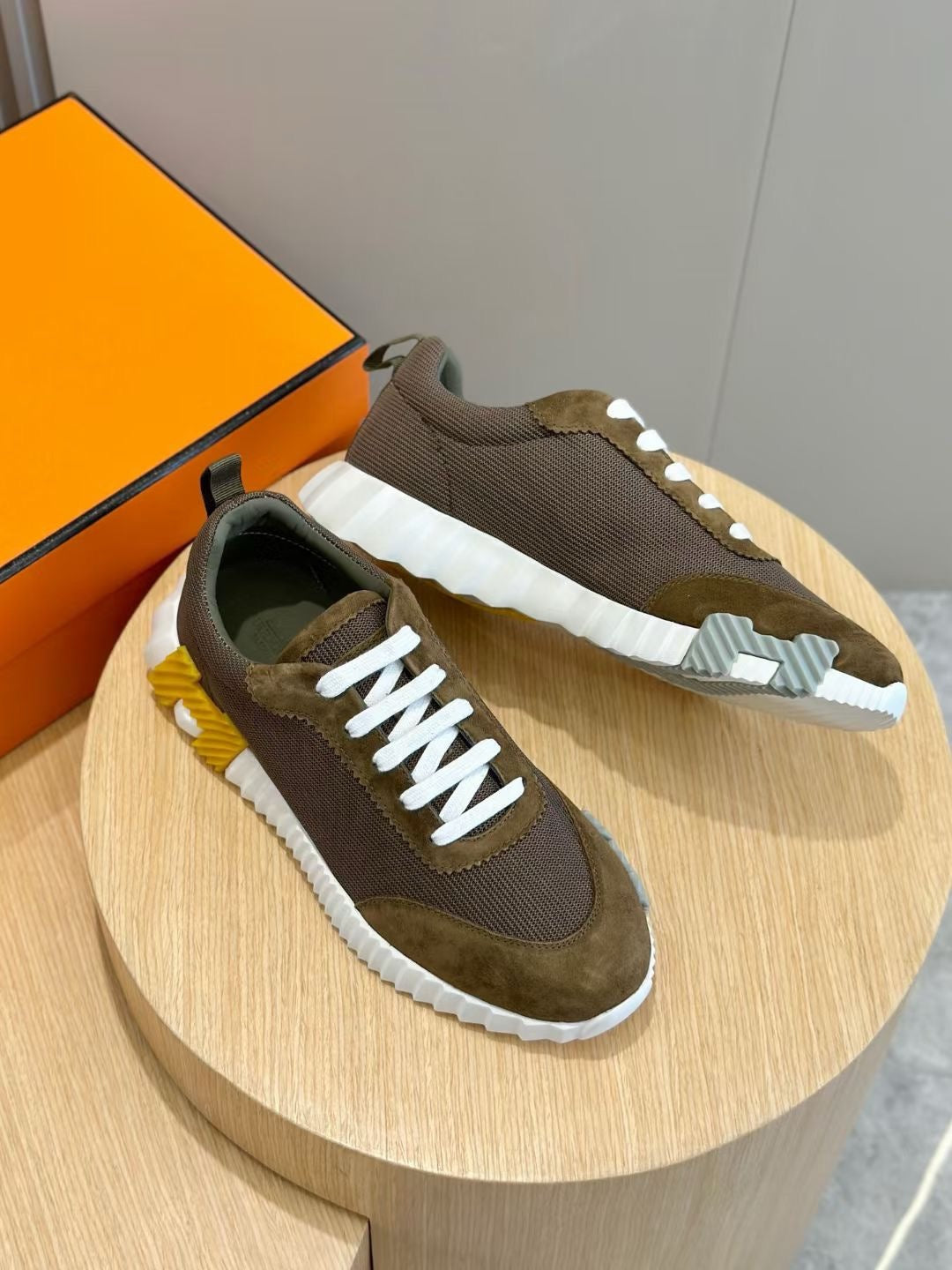 Brown, Blue and White Shoes - FashionHype.xyz