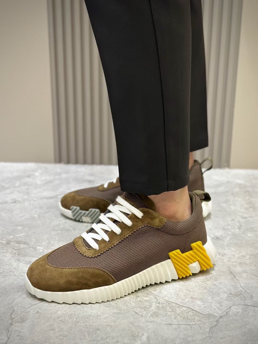 Brown, Blue and White Shoes - FashionHype.xyz