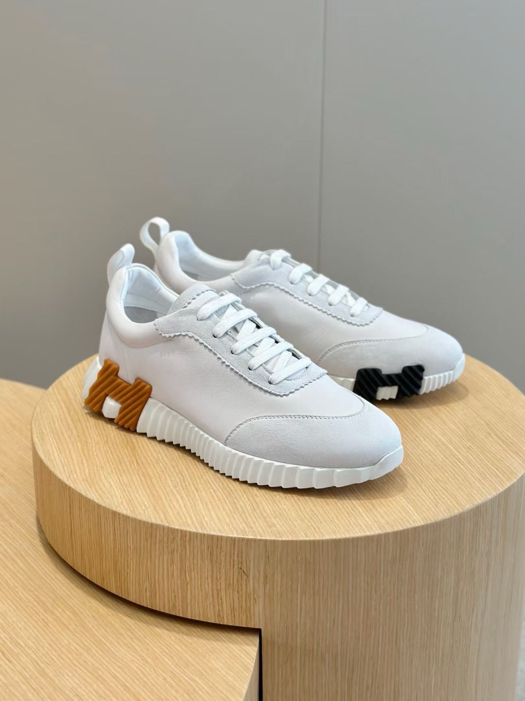 Brown, Blue and White Shoes - FashionHype.xyz