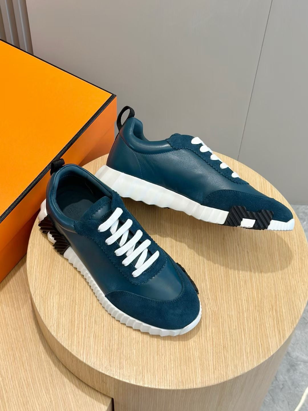 Brown, Blue and White Shoes - FashionHype.xyz