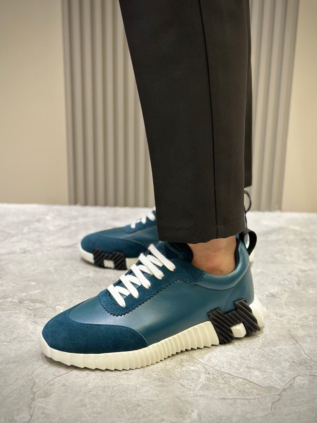 Brown, Blue and White Shoes - FashionHype.xyz