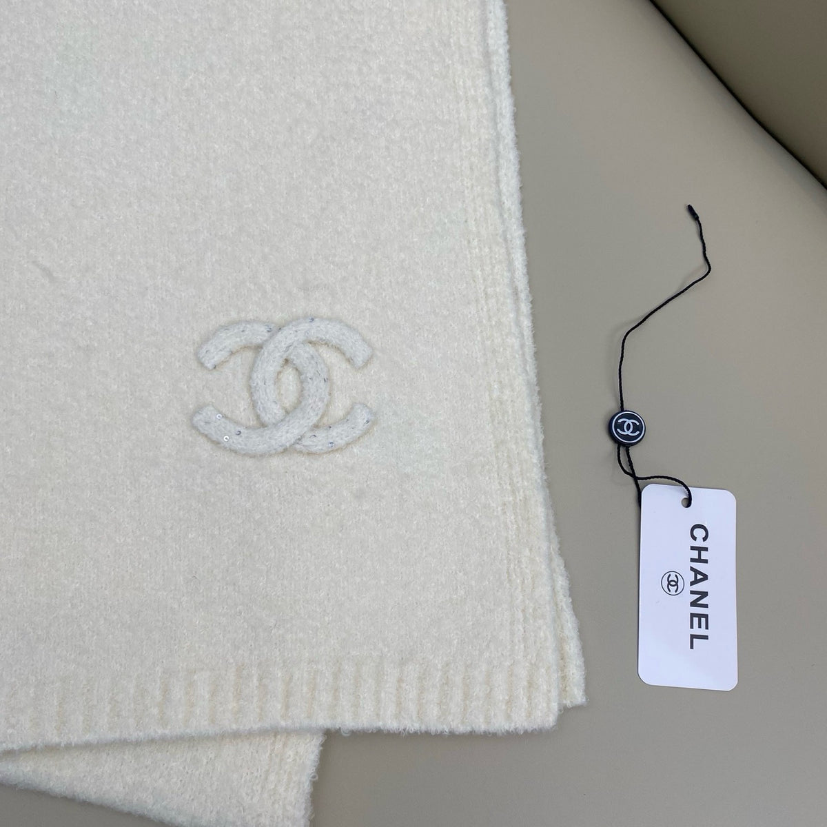 Beige and Dark Blue Scarf