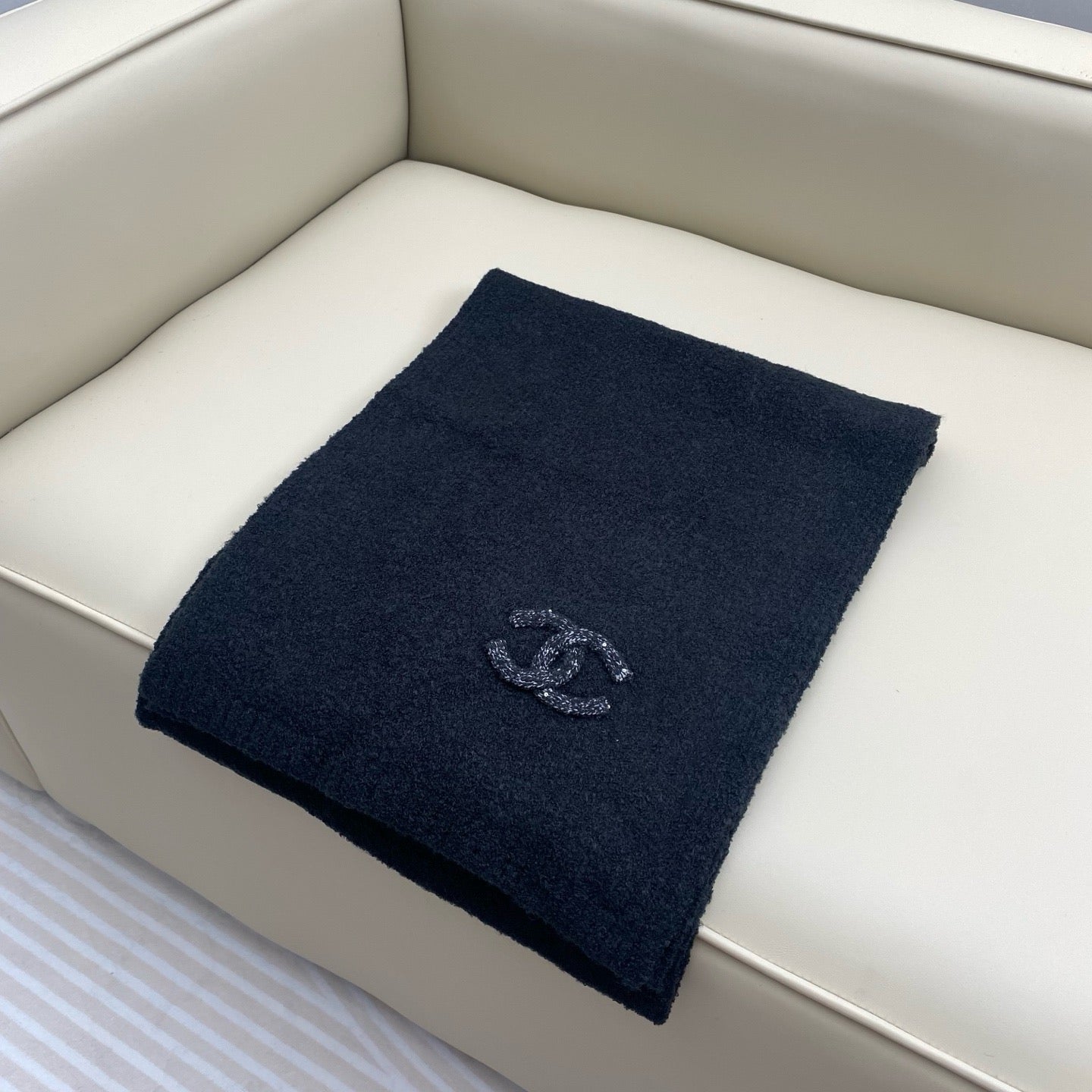 Beige and Dark Blue Scarf