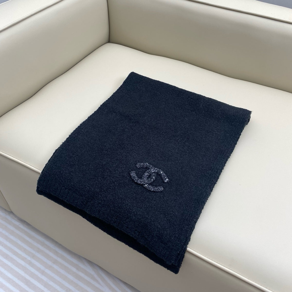 Beige and Dark Blue Scarf