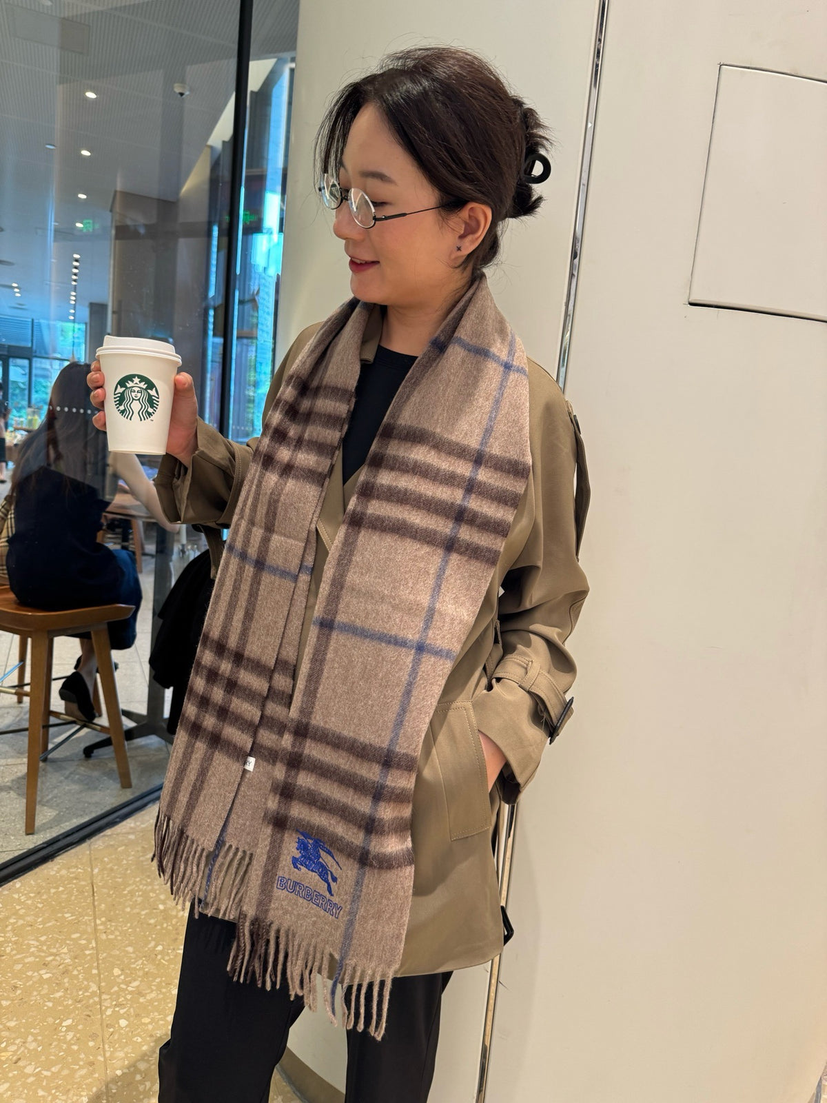Brown and Dark Blue Scarf