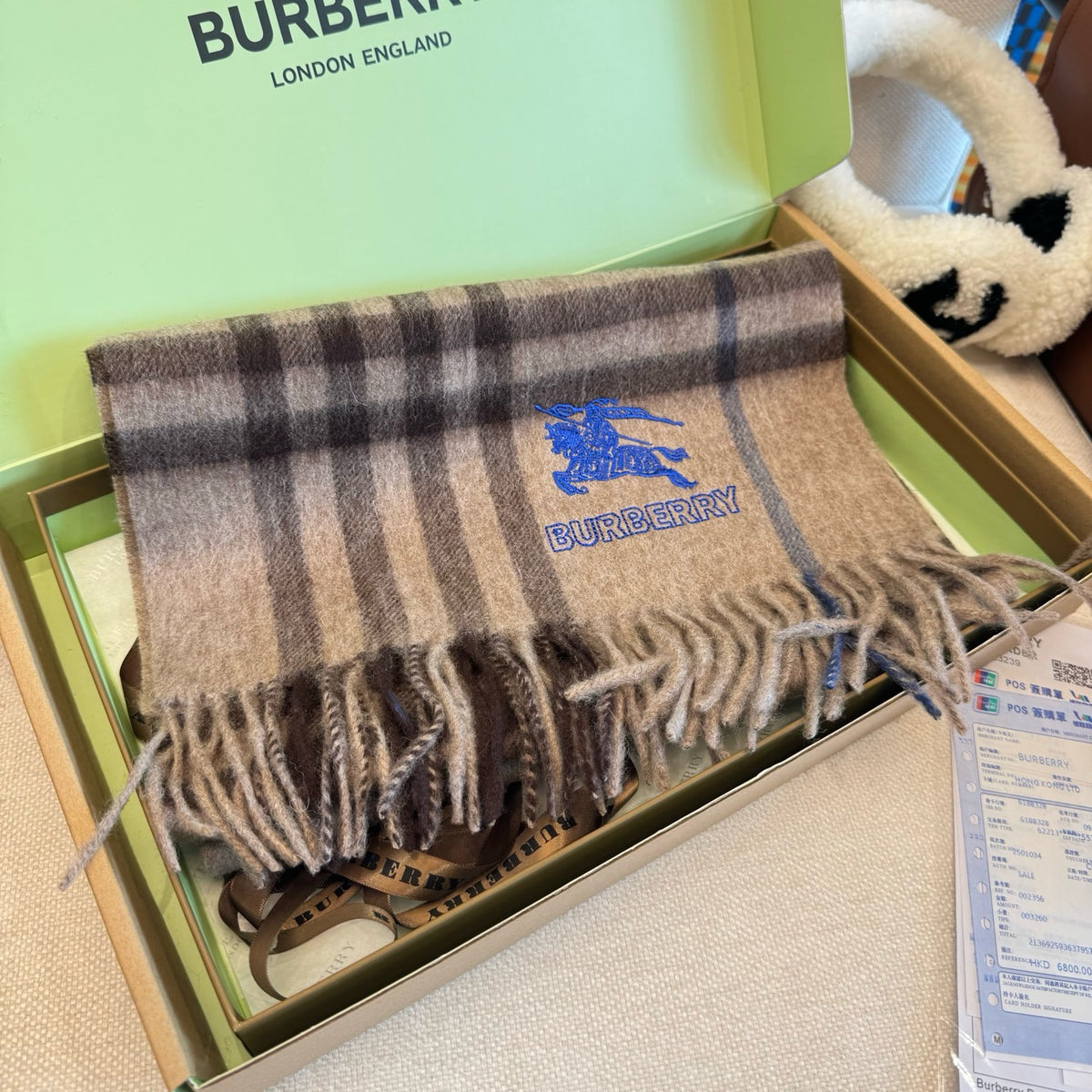 Brown and Dark Blue Scarf