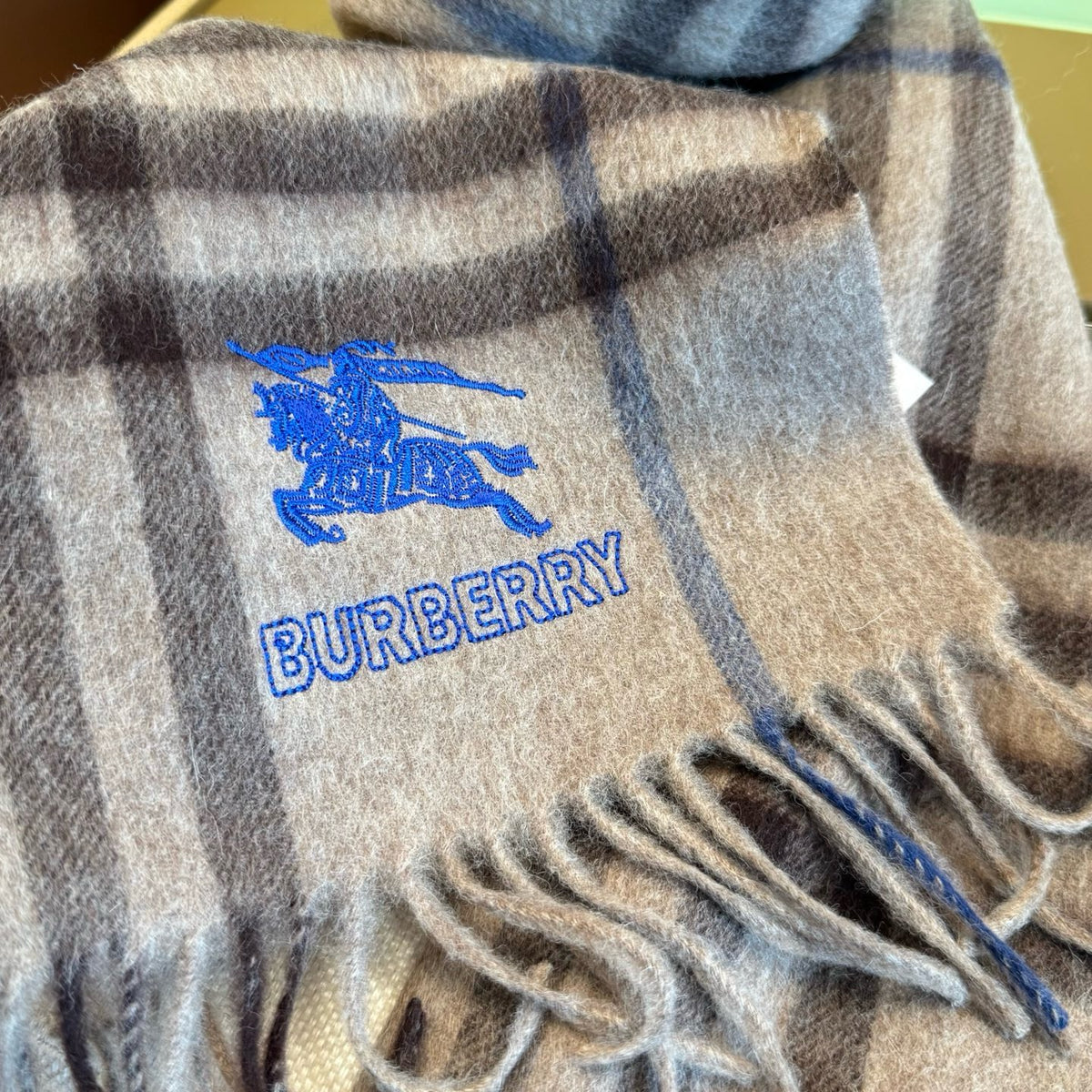 Brown and Dark Blue Scarf