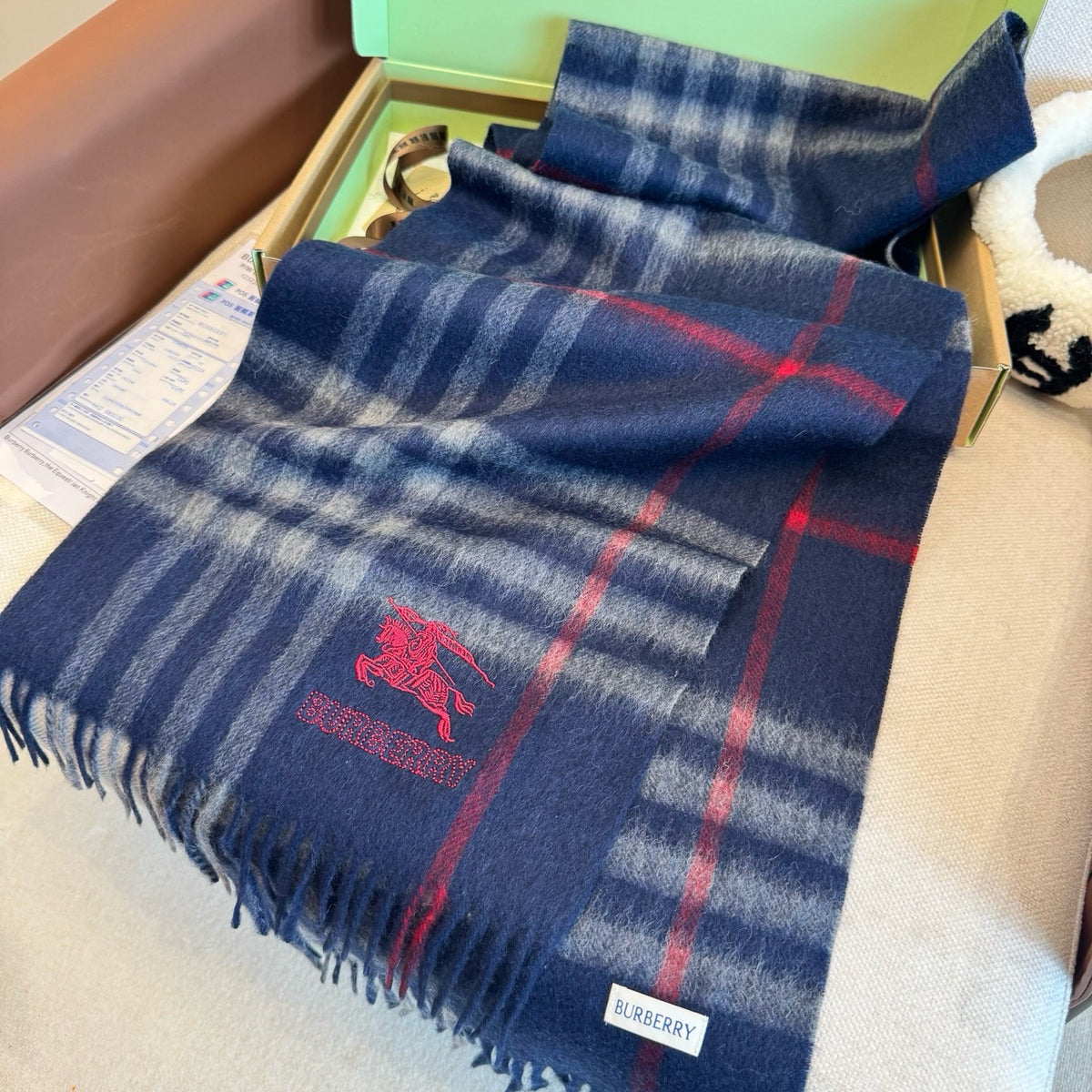 Brown and Dark Blue Scarf