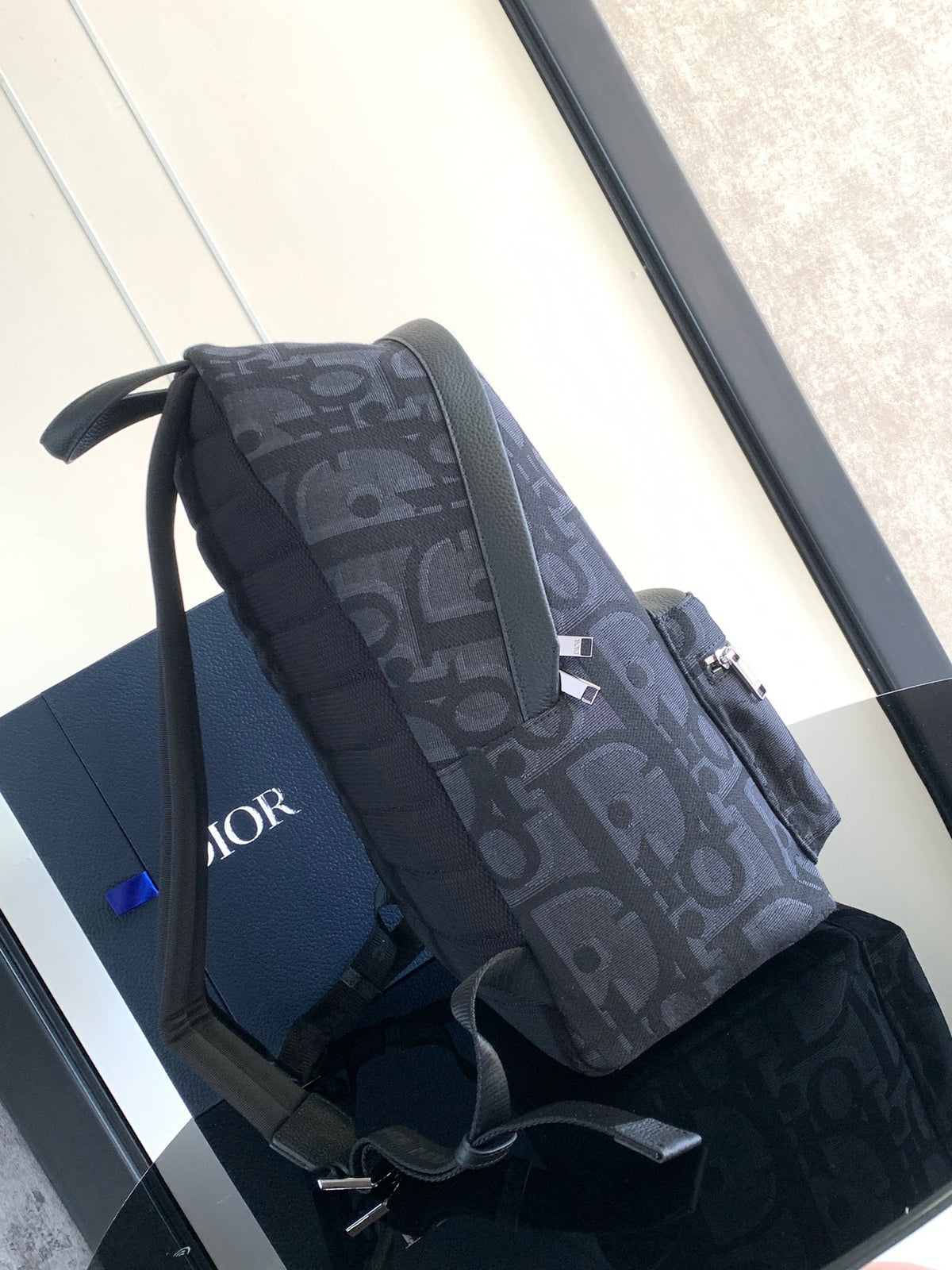 Dark Blue and Beige Backpack