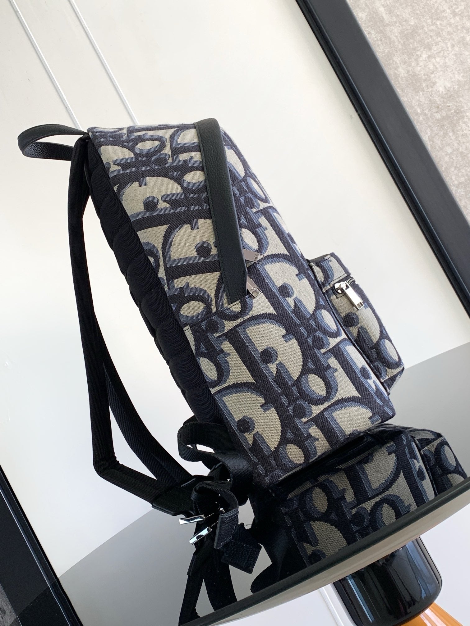 Dark Blue and Beige Backpack