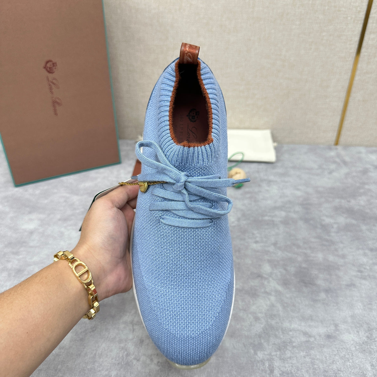 Grey, Blue, Brown, and Green Shoes