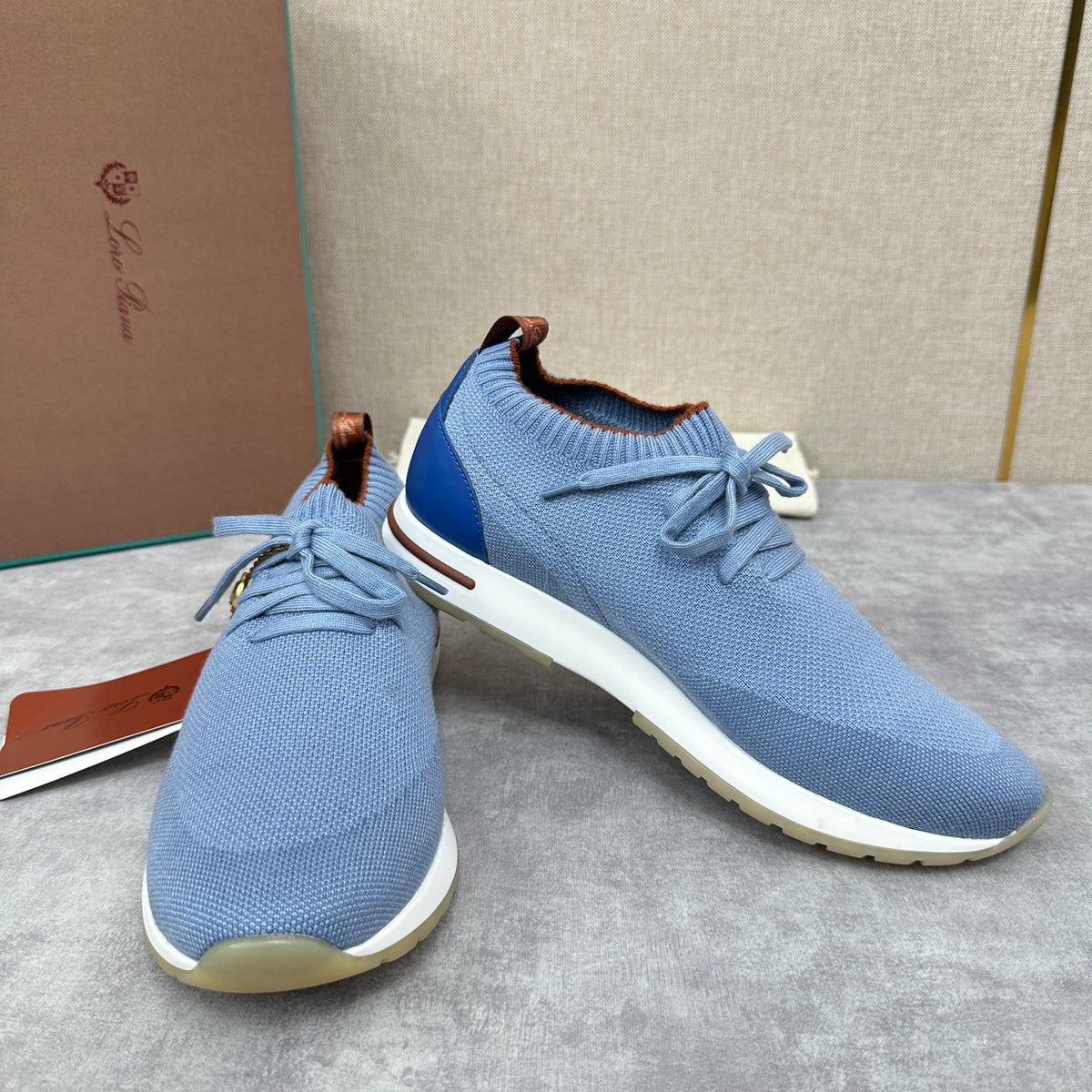 Grey, Blue, Brown, and Green Shoes