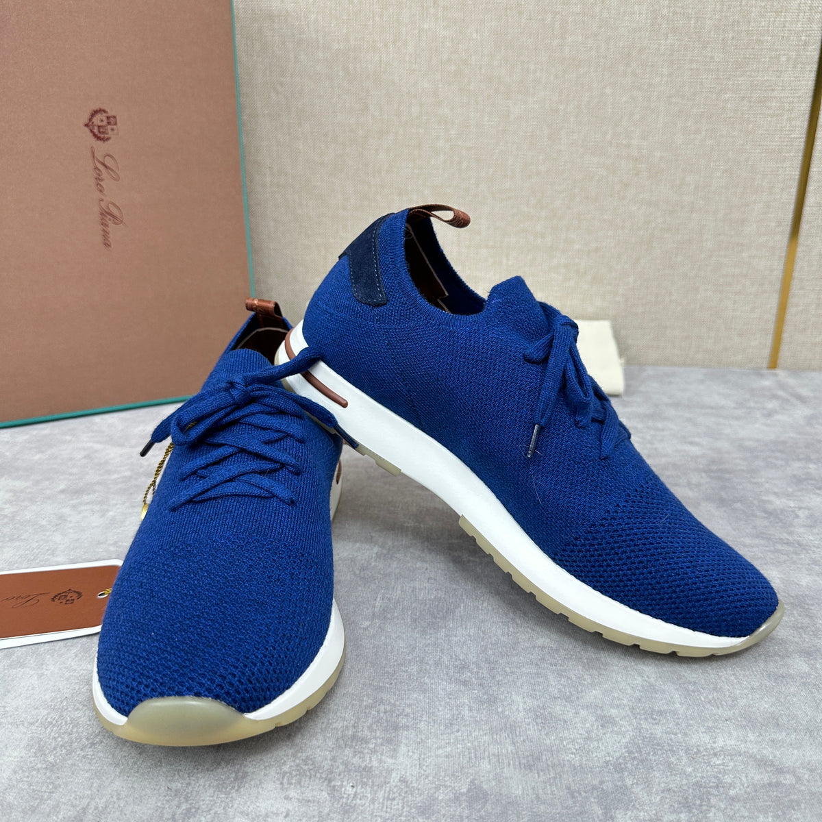 Blue, Brown, Grey and Light brown Shoes