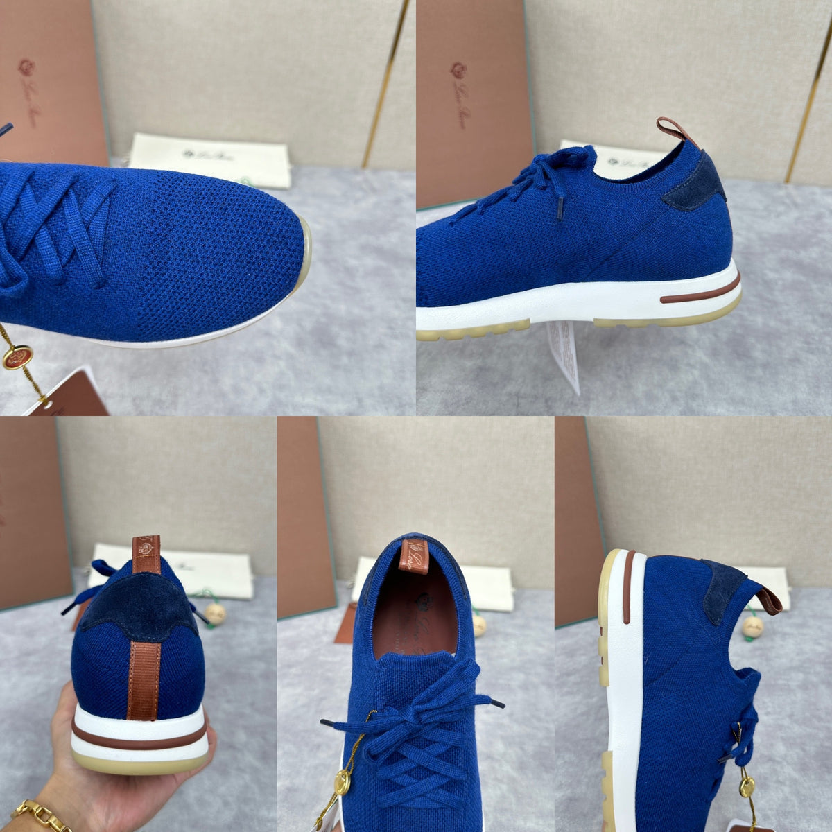 Blue, Brown, Grey and Light brown Shoes