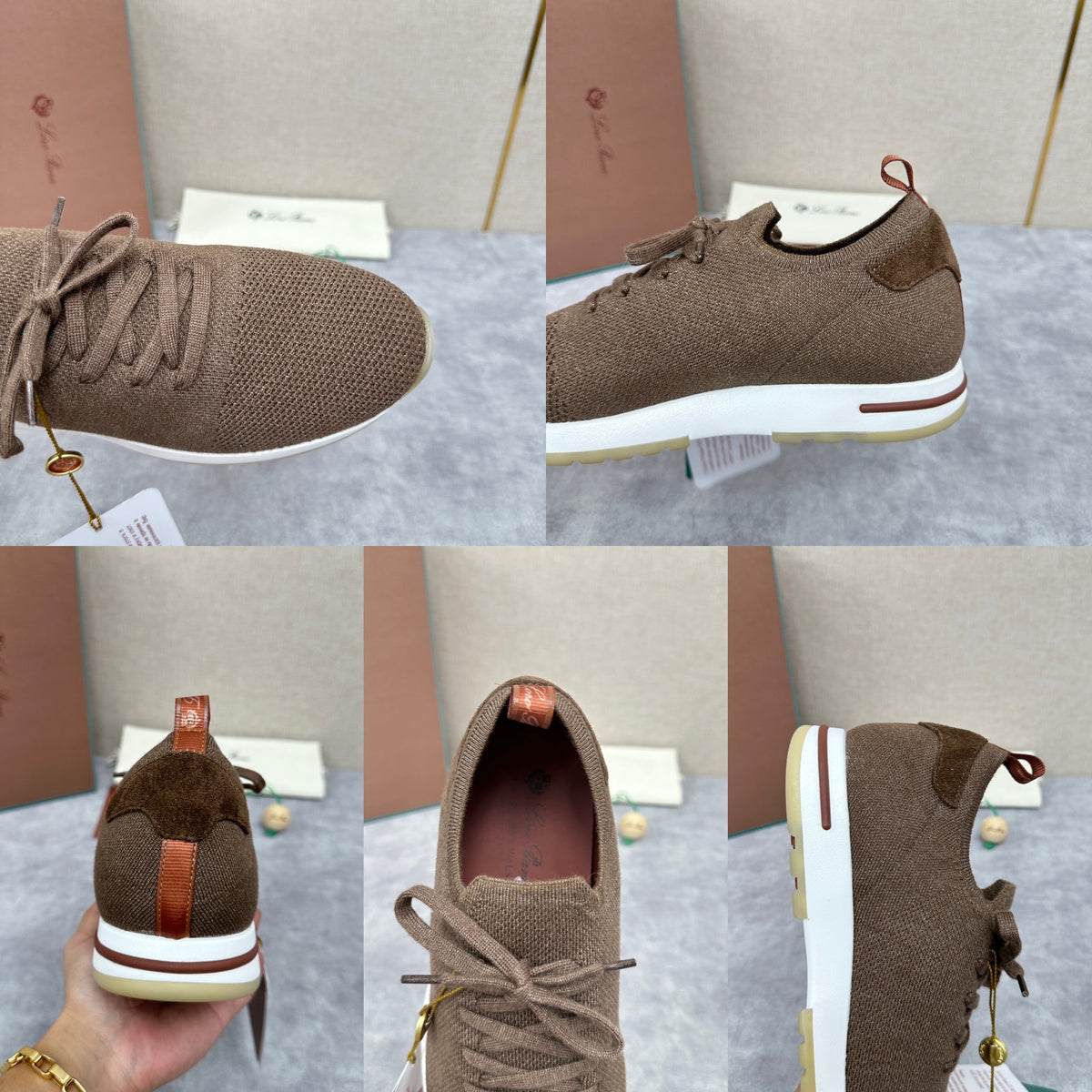 Blue, Brown, Grey and Light brown Shoes