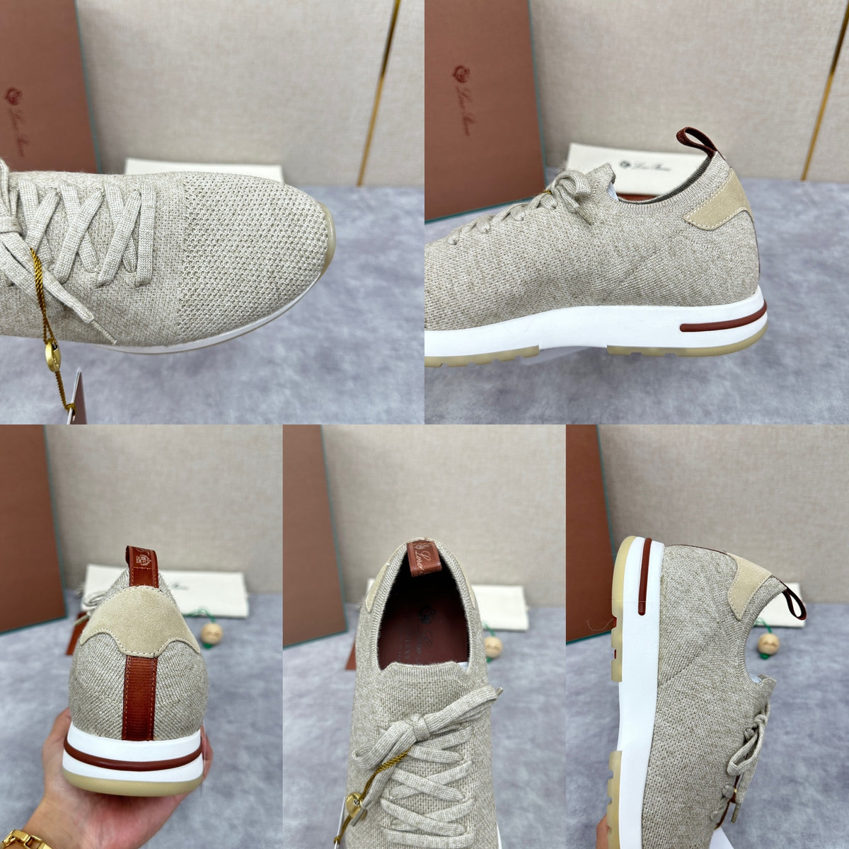 Blue, Brown, Grey and Light brown Shoes