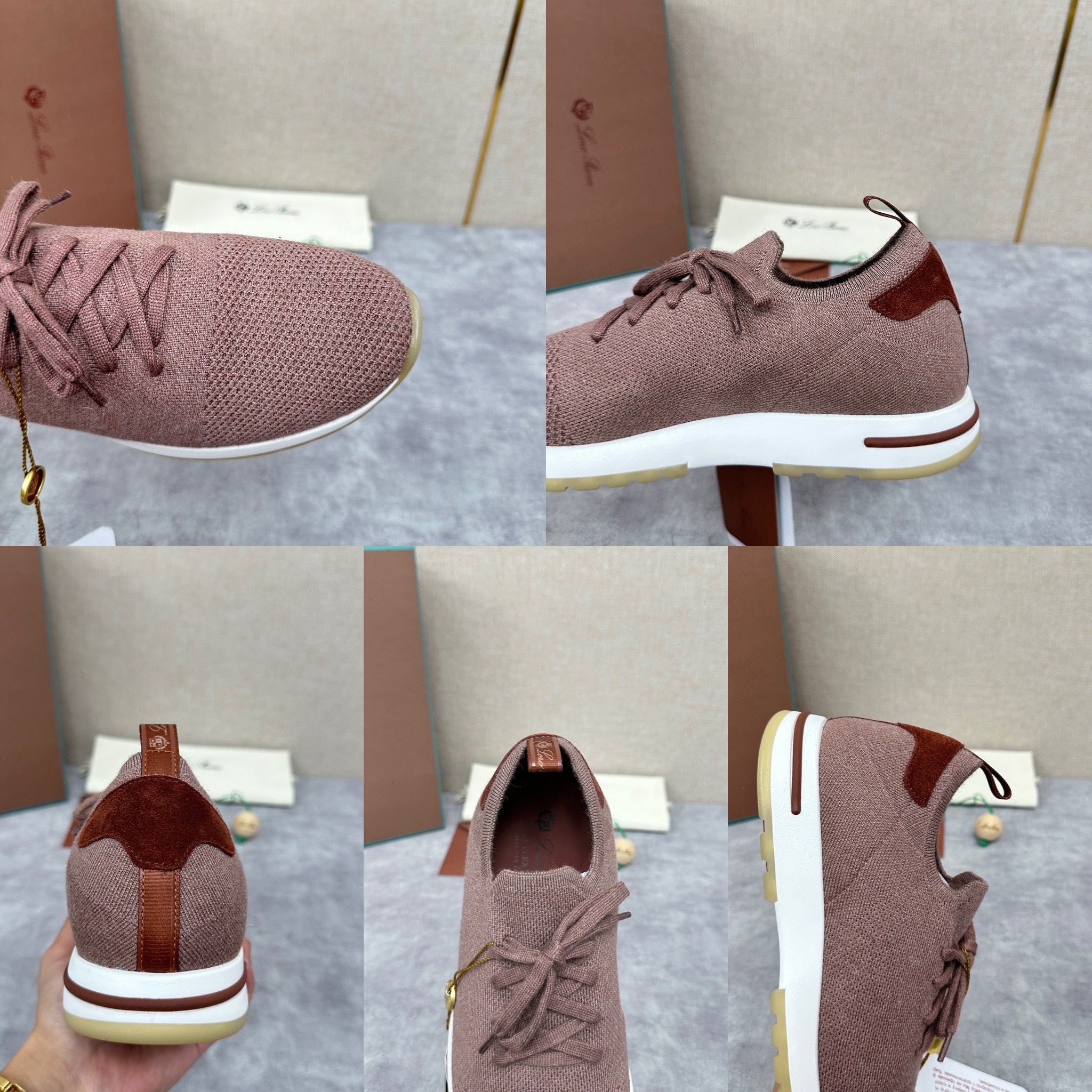 Blue, Brown, Grey and Light brown Shoes