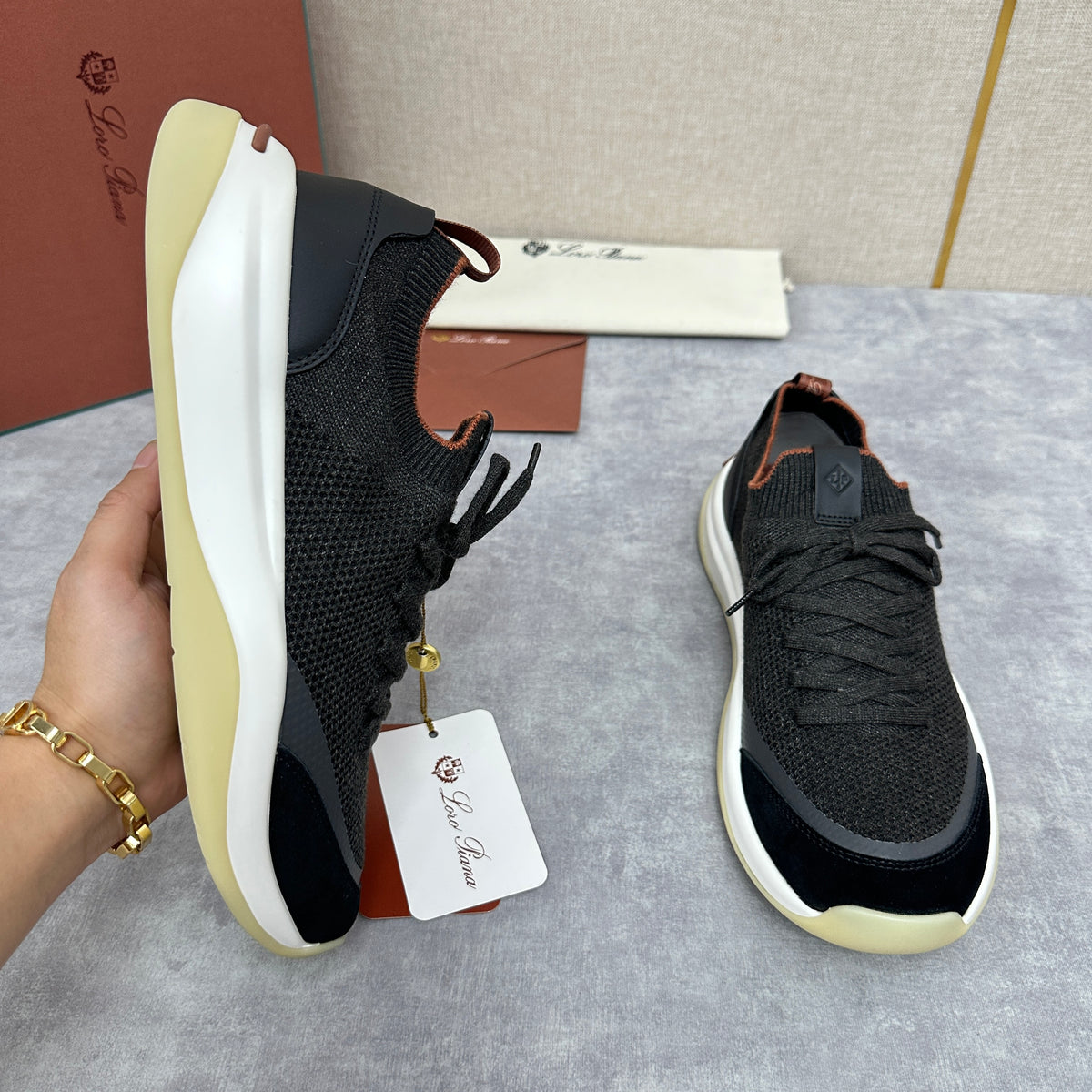 White, Black and Blue Shoes