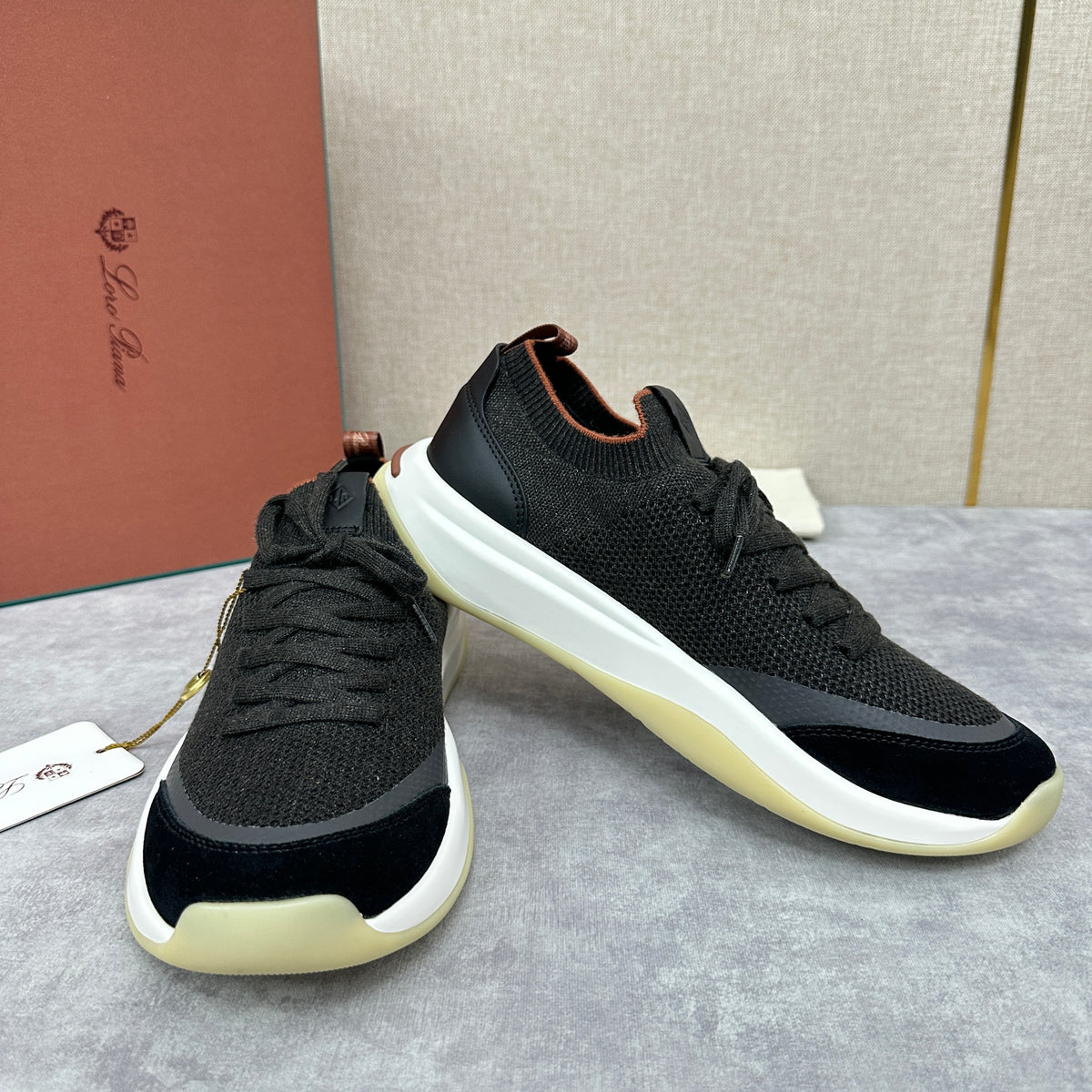 White, Black and Blue Shoes
