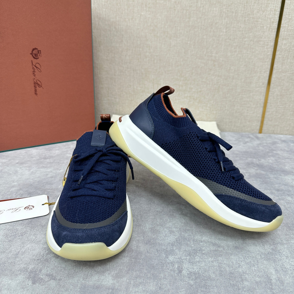 White, Black and Blue Shoes