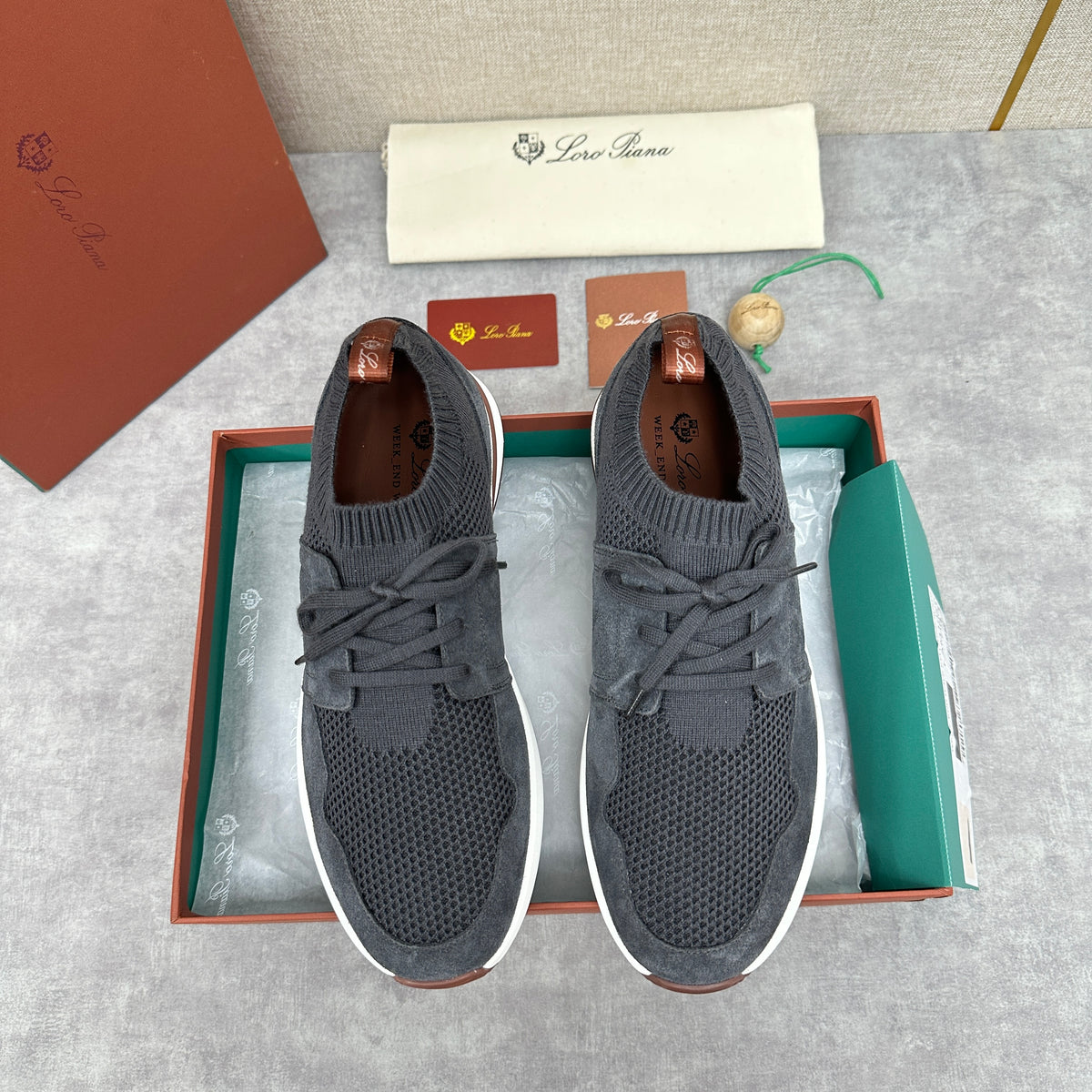 Grey, Blue and Black Shoes - FashionHype.xyz