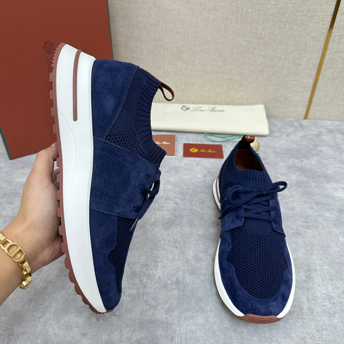 Grey, Blue and Black Shoes - FashionHype.xyz