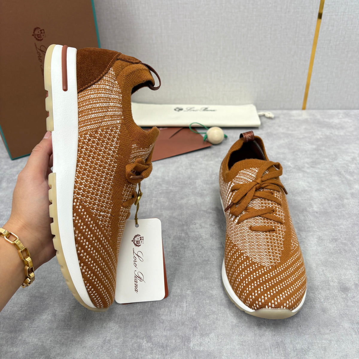 Brown, Blue and Grey Shoes