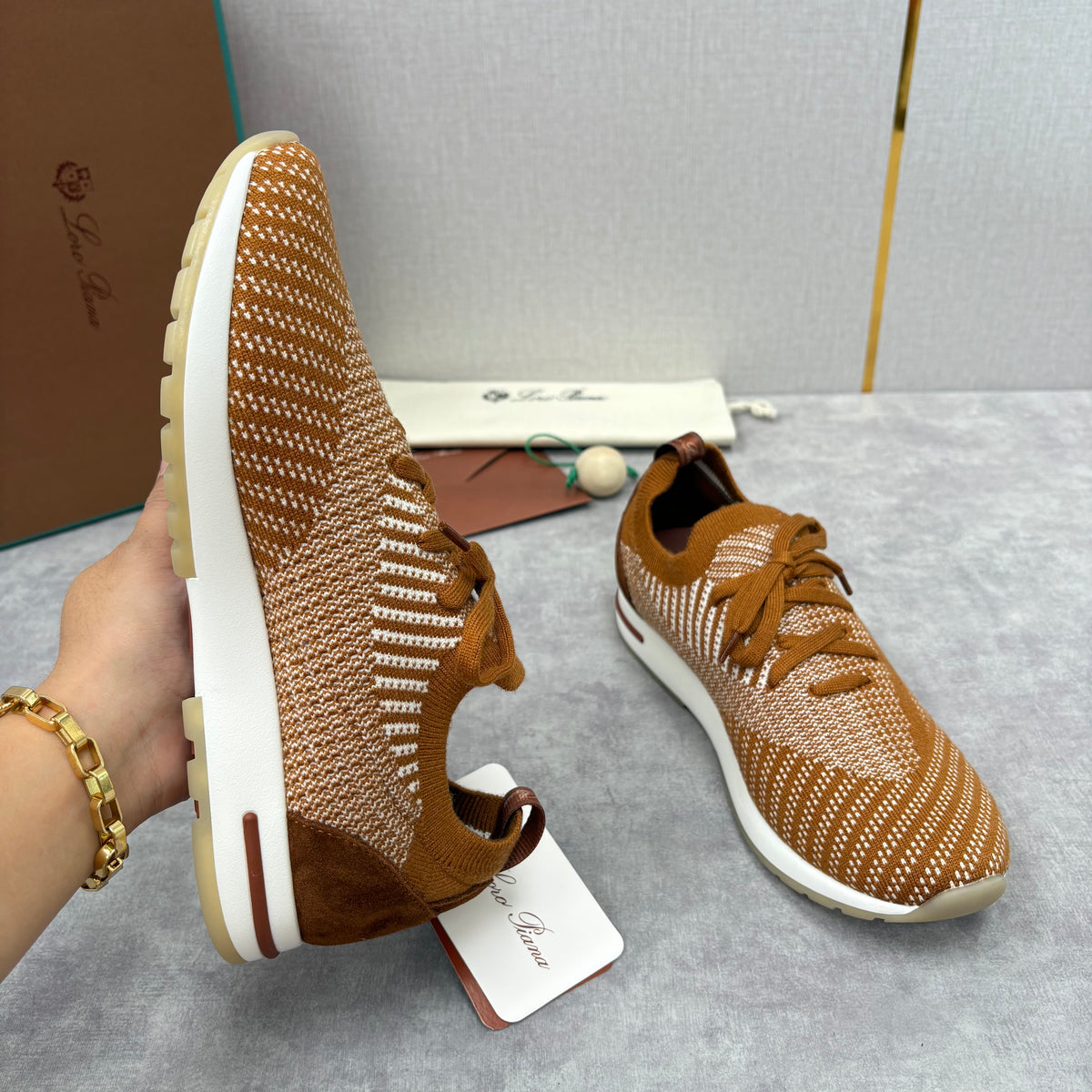 Brown, Blue and Grey Shoes