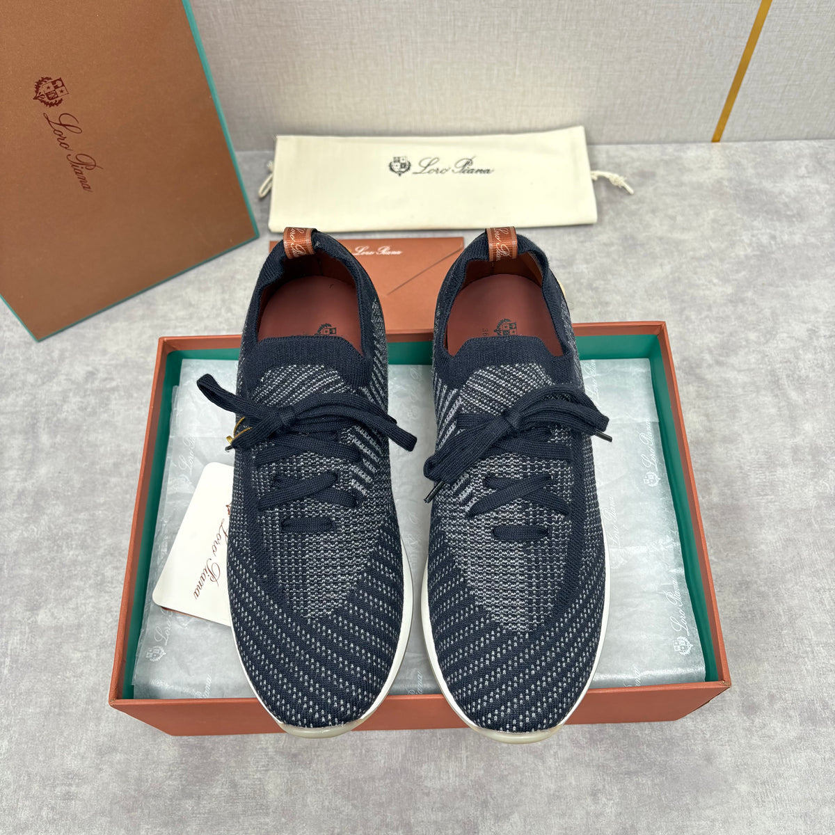 Brown, Blue and Grey Shoes