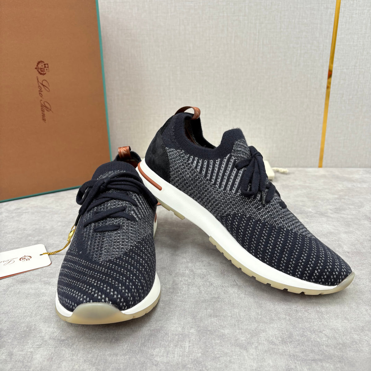 Brown, Blue and Grey Shoes