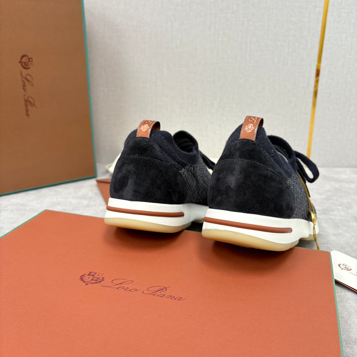 Brown, Blue and Grey Shoes