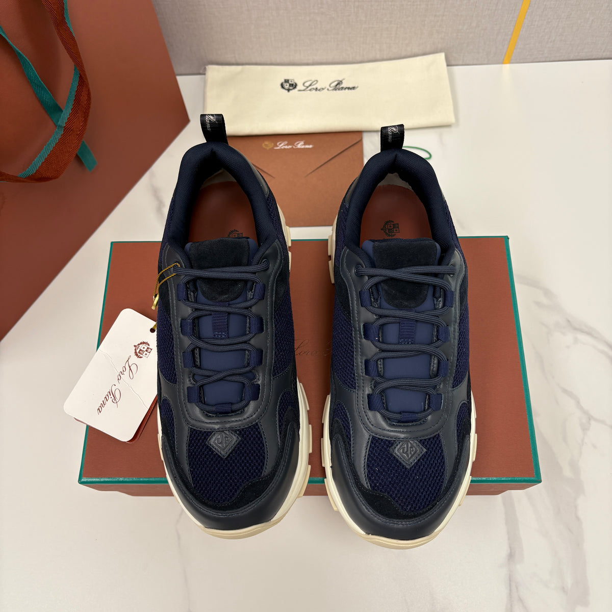 Brown, Blue and Black Shoes