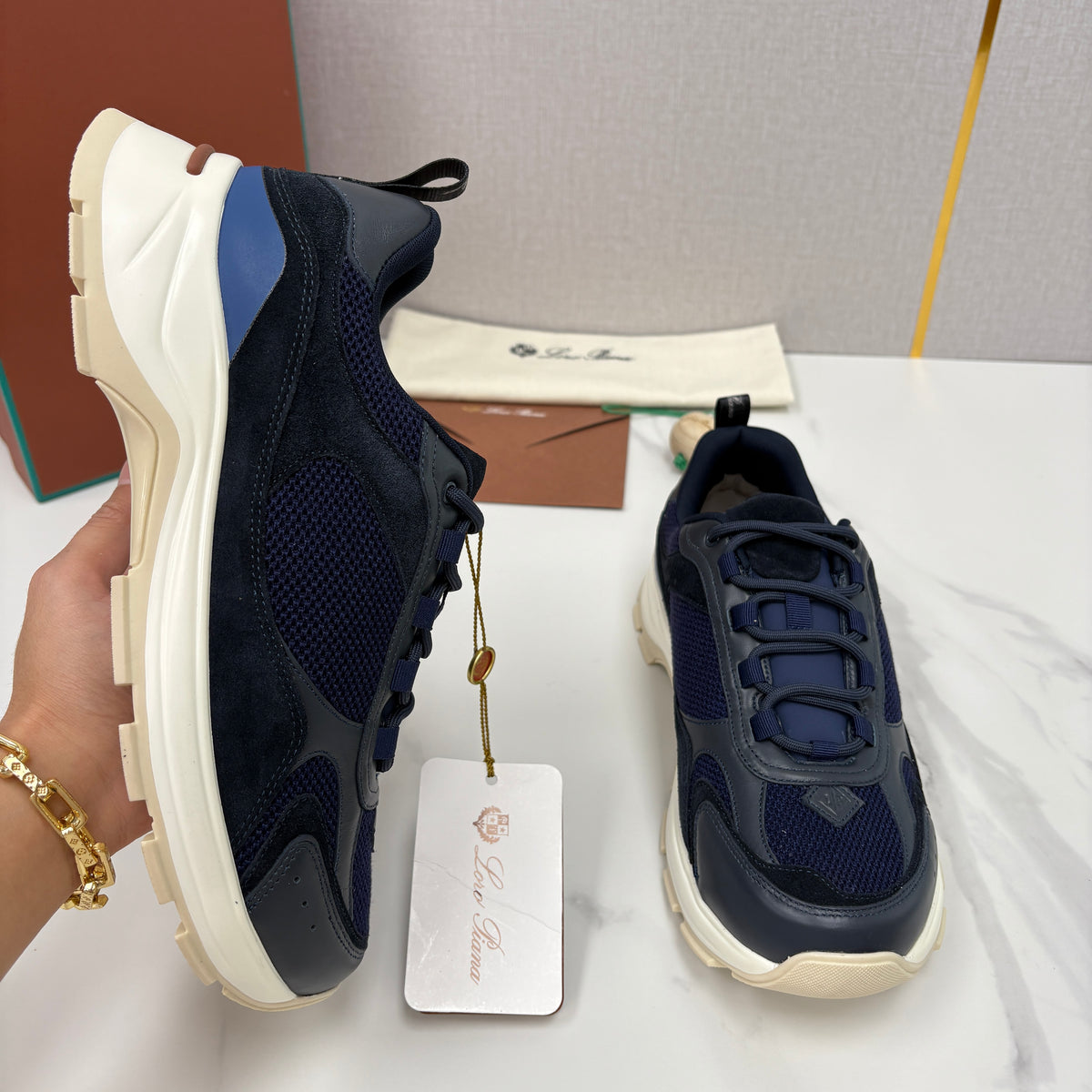 Brown, Blue and Black Shoes