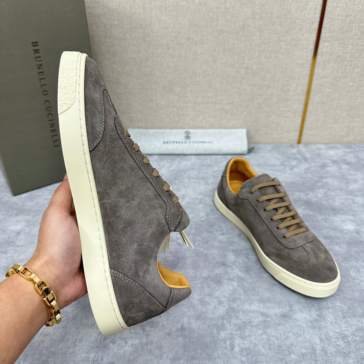 Blue Grey, Tan Brown, Grey, Olive Green, and Dark Brown Shoes - FashionHype.xyz