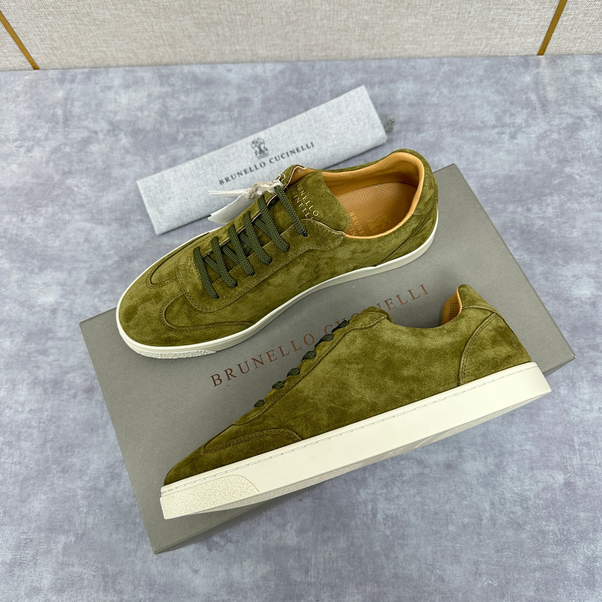 Blue Grey, Tan Brown, Grey, Olive Green, and Dark Brown Shoes - FashionHype.xyz