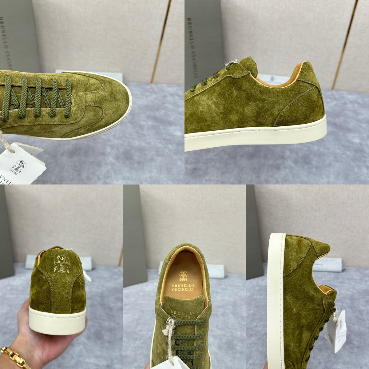 Blue Grey, Tan Brown, Grey, Olive Green, and Dark Brown Shoes - FashionHype.xyz