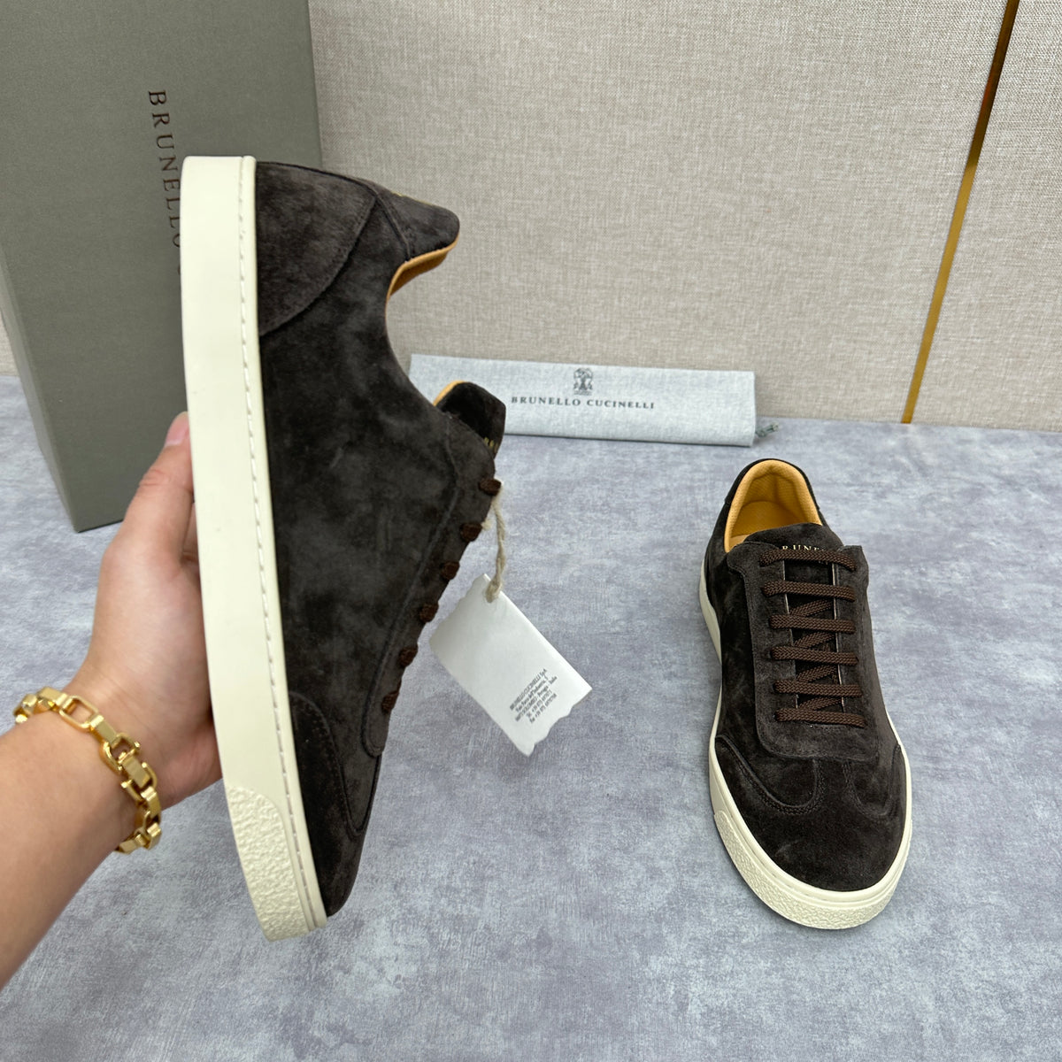 Blue Grey, Tan Brown, Grey, Olive Green, and Dark Brown Shoes - FashionHype.xyz