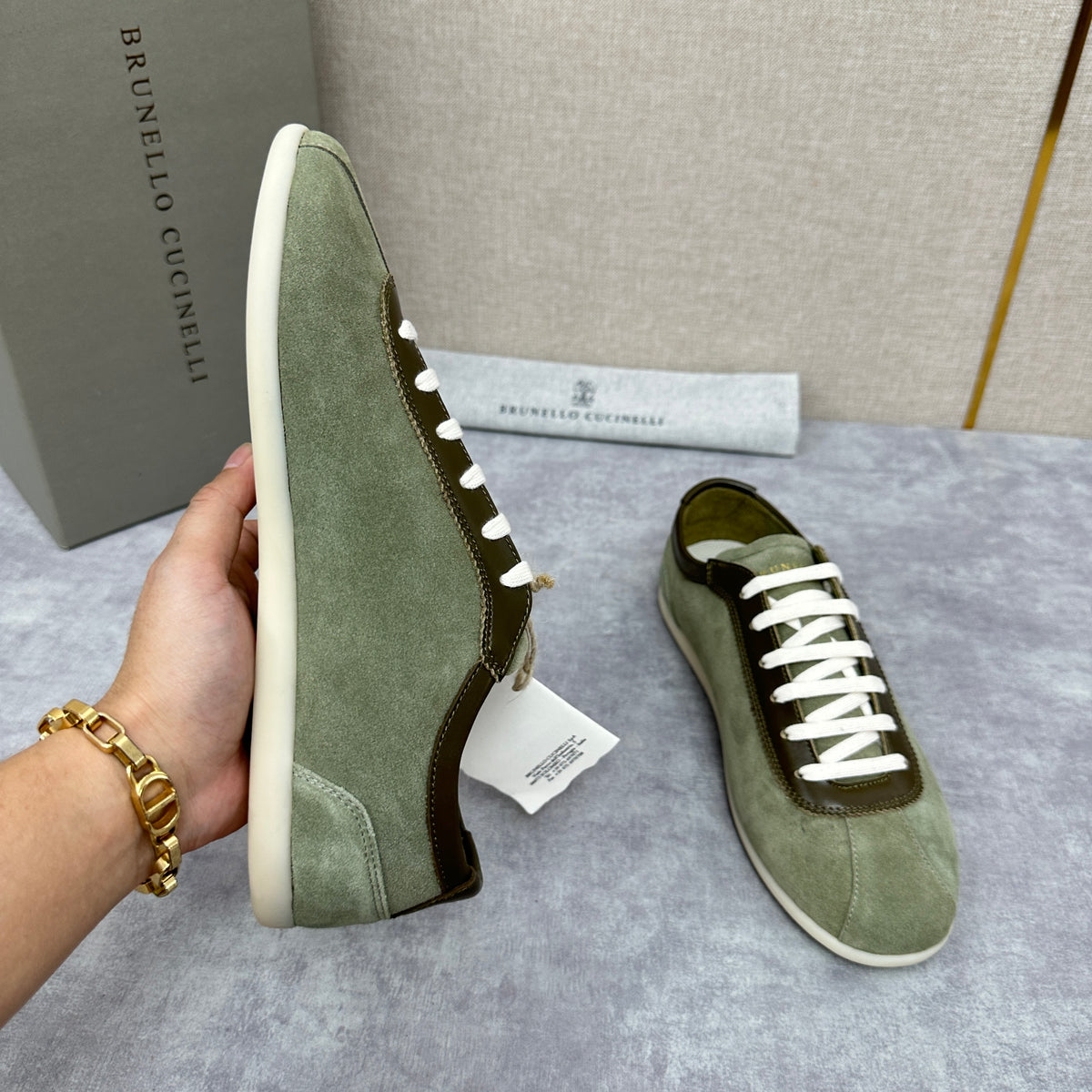 Olive Green, Navy Blue and Black Shoes