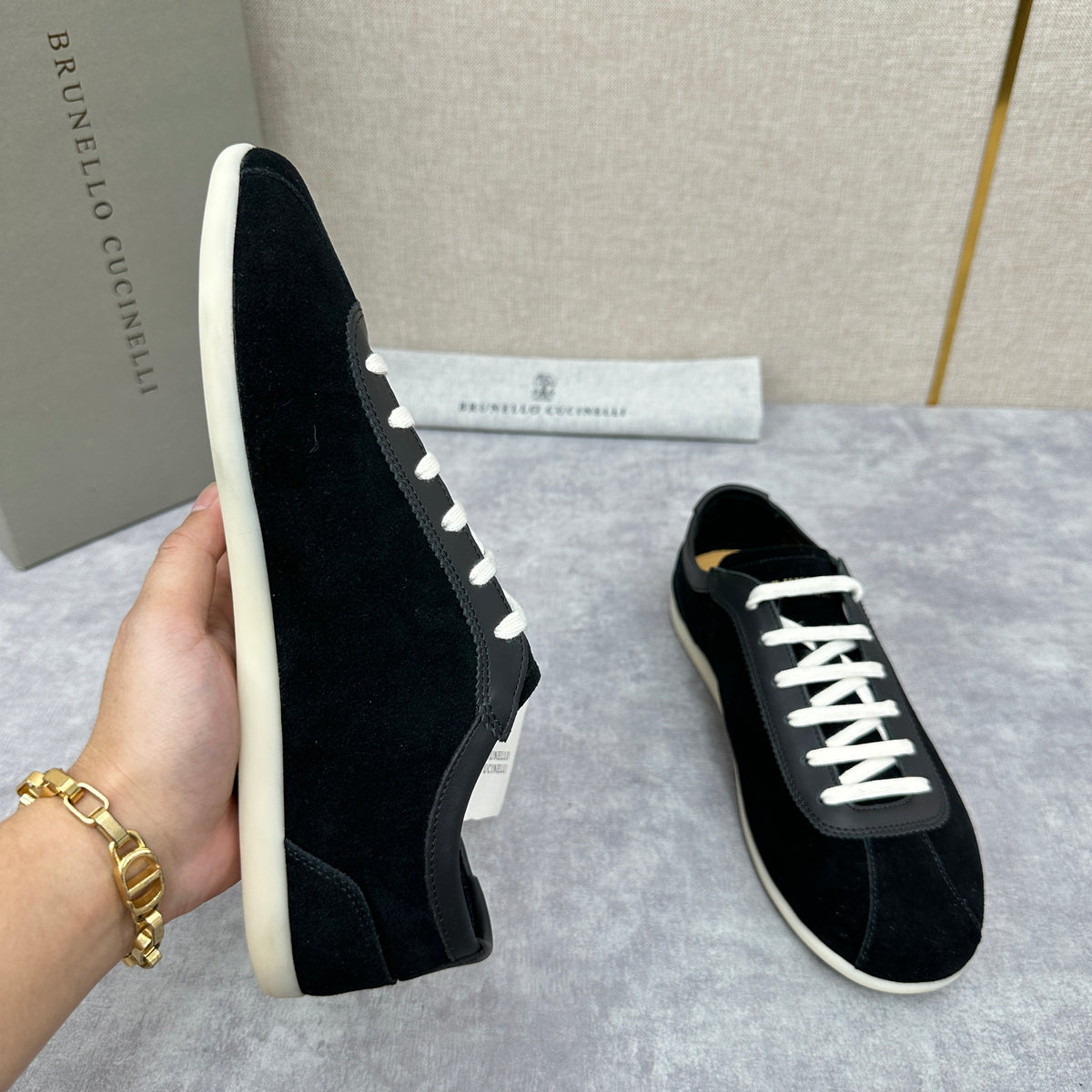Olive Green, Navy Blue and Black Shoes