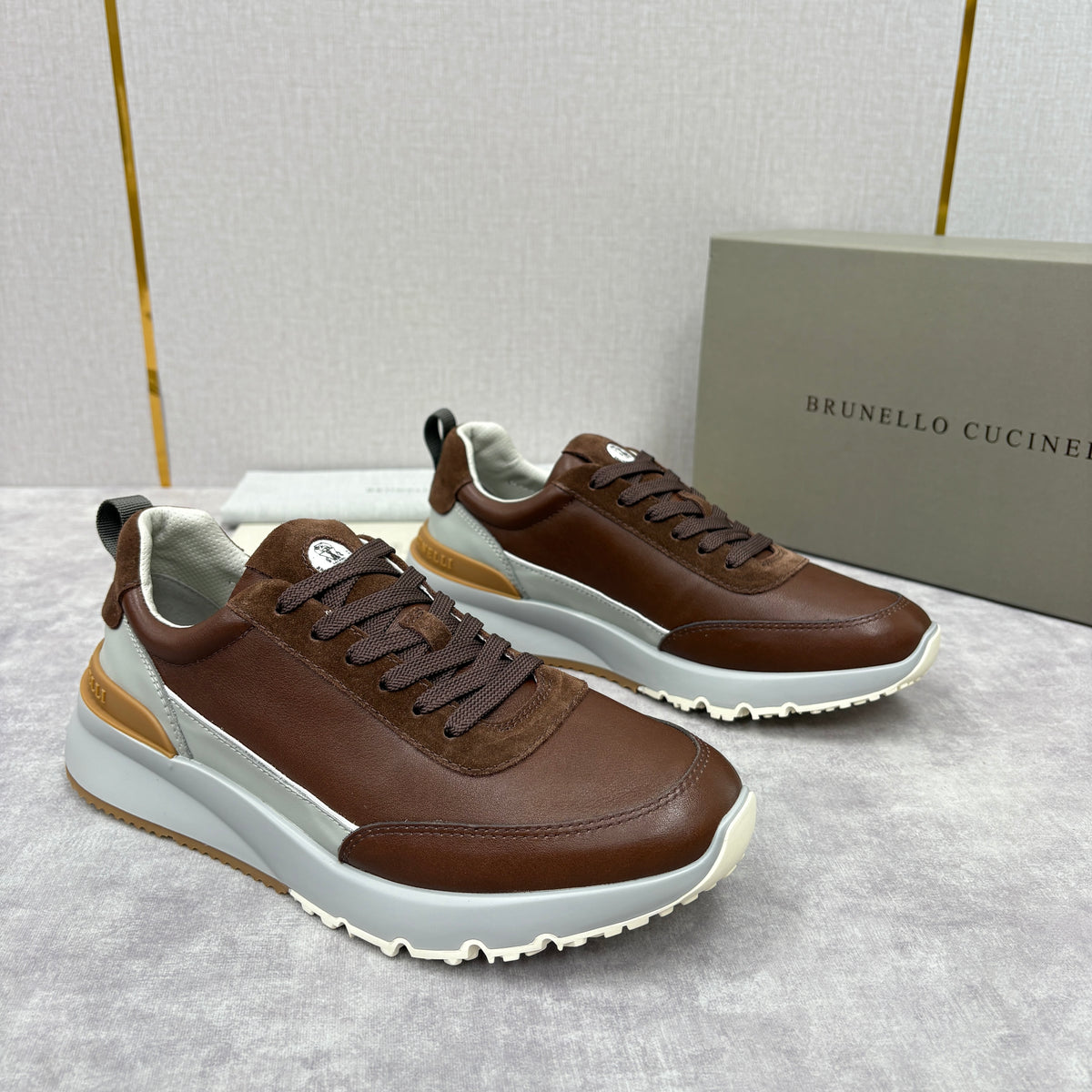 Grey, Brown and Navy blue Shoes - FashionHype.xyz