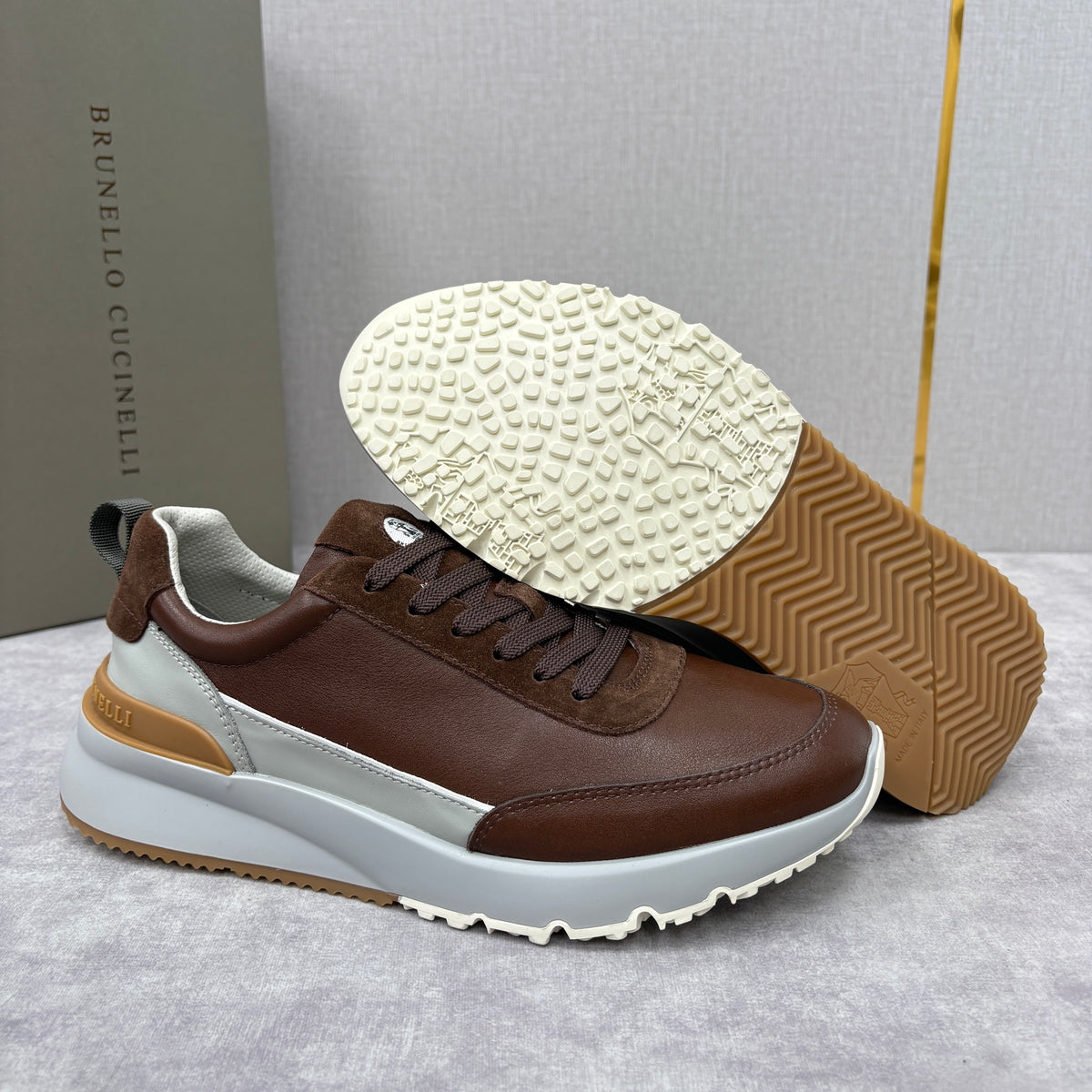 Grey, Brown and Navy blue Shoes - FashionHype.xyz