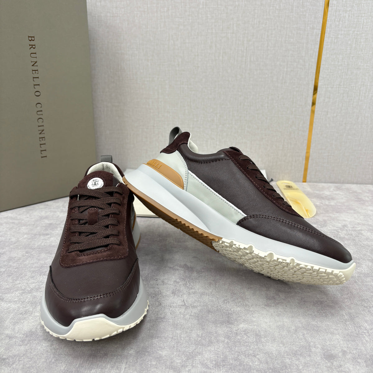 Grey, Dark Brown and Black Shoes
