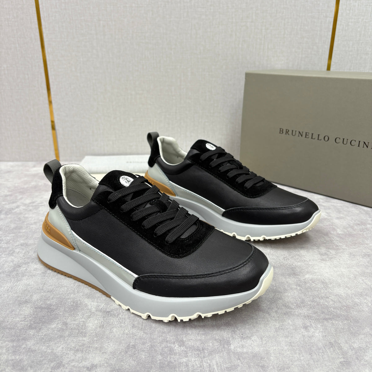 Grey, Dark Brown and Black Shoes