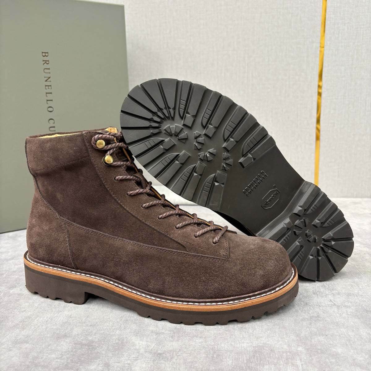 Tan, Dark brown and Navy blue Shoes