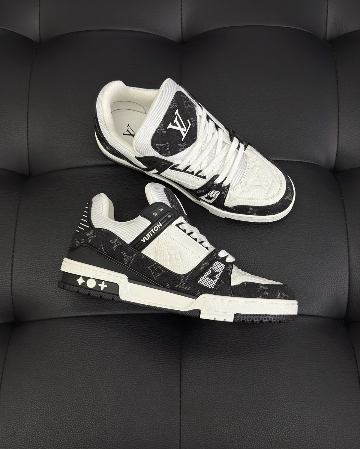 White blue and White Black Shoes - FashionHype.xyz