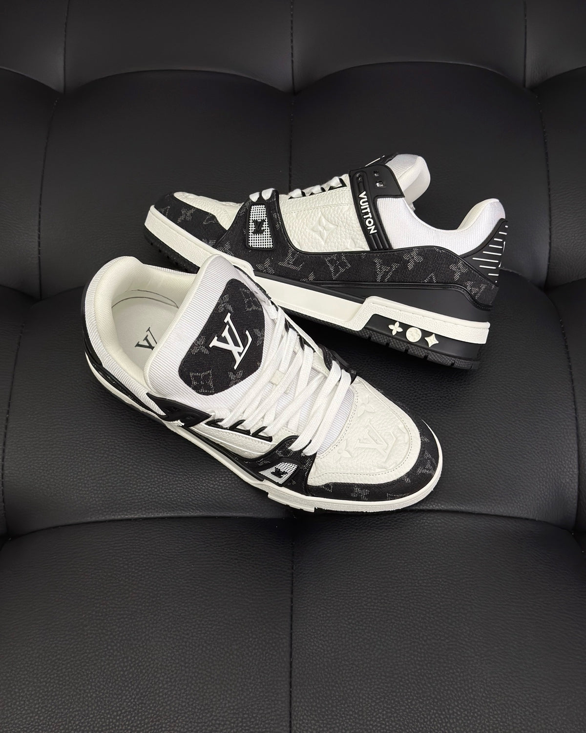 White blue and White Black Shoes - FashionHype.xyz